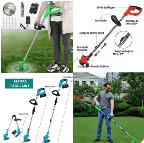 Kit Premium Guadaña Portátil con 2 Baterías + Cuchillas + Protección
