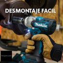 Kit Taladro Atornillador de Impacto Inalámbrico Makita con 2 Baterías, Brocas, Puntas y Vasos